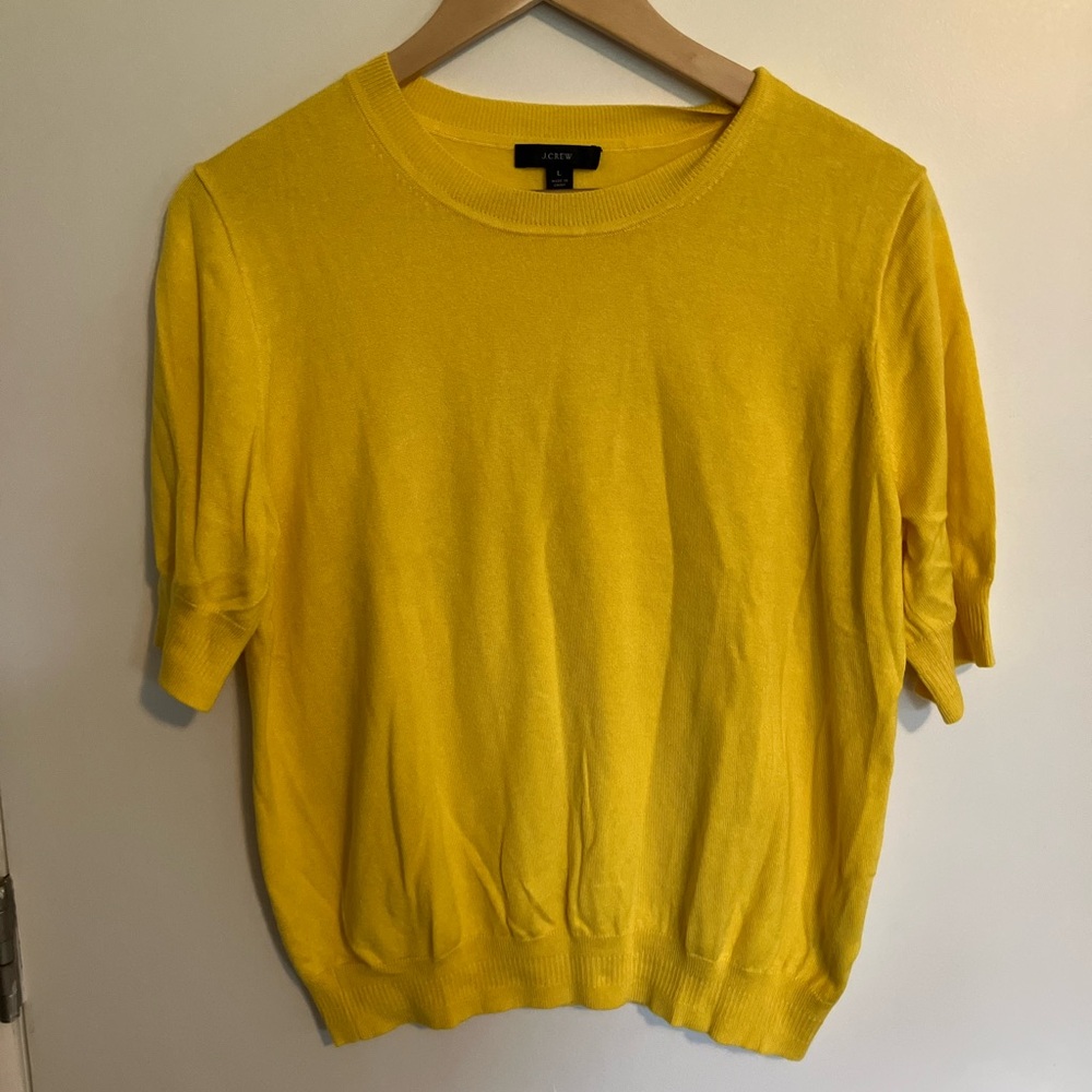 NWOT: J. Crew Yellow Crewneck Short Sleeve Sweater
